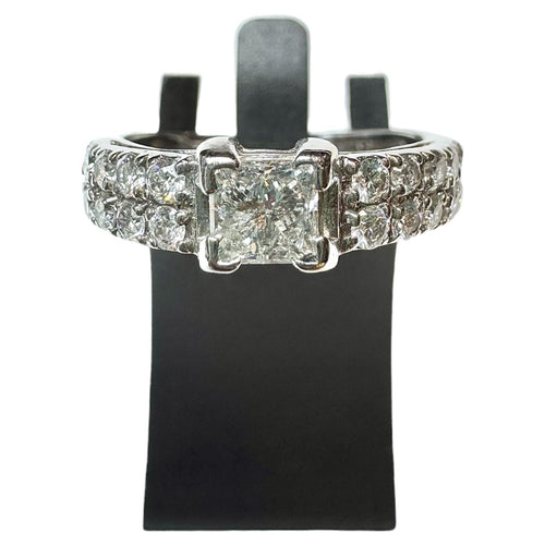 Bague 51 Bague Solitaire or blanc diamant Princesse 58 Facettes