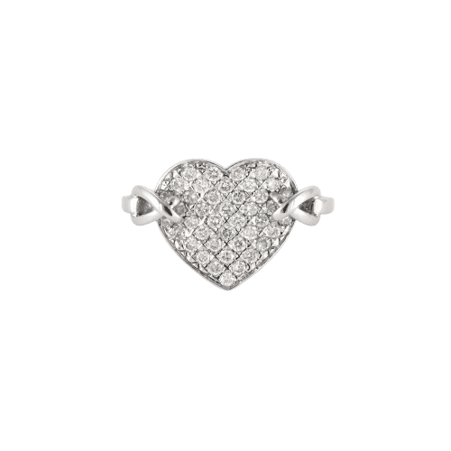 Bague coeur or blanc diamants brillants 58 Facettes 2086203