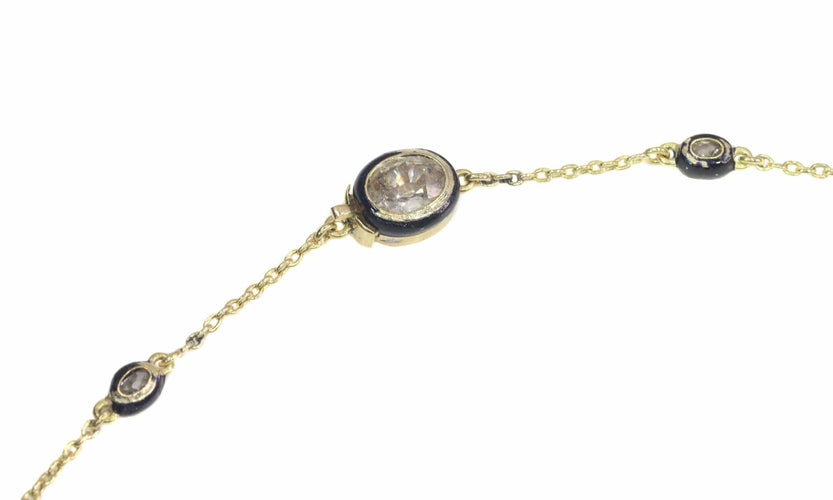 Collier Collier exquis en or avec diamants (5,28 carats) et perles des années 1850 58 Facettes 21007-0051