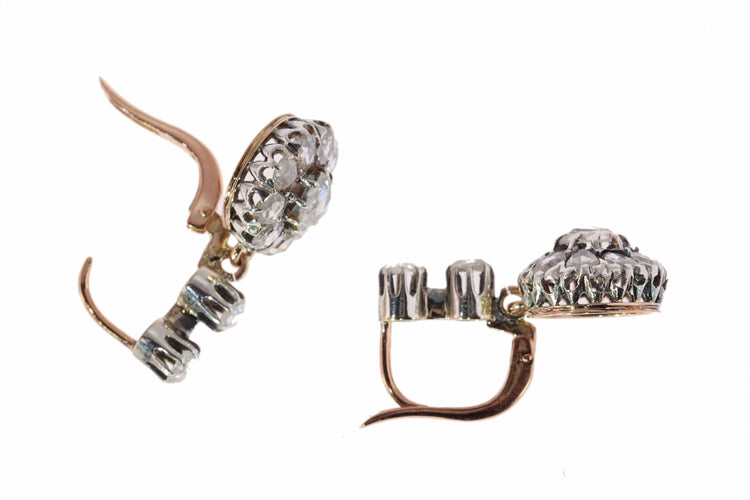 Винтидж викториански обеци с деликатни розови диаманти 