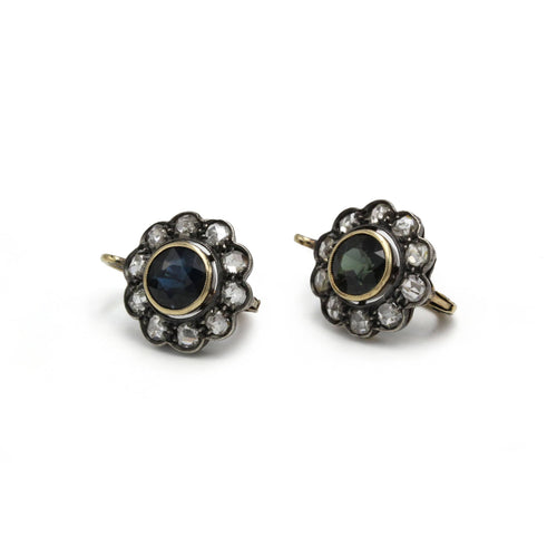 Boucles d'oreilles Boucles d'oreilles anciennes or 750 diamants et saphirs 58 Facettes 1299