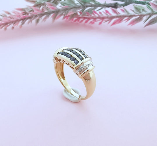 Zlatý safír a diamantový prsten