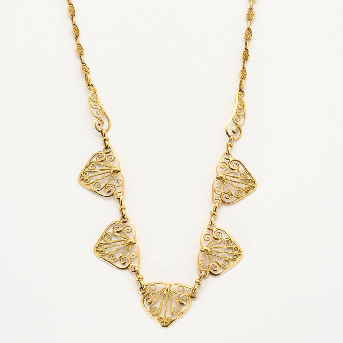 Yellow gold filigree necklace