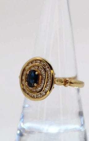 Bague 57 Bague Pompadour Vintage or jaune saphir diamants 58 Facettes