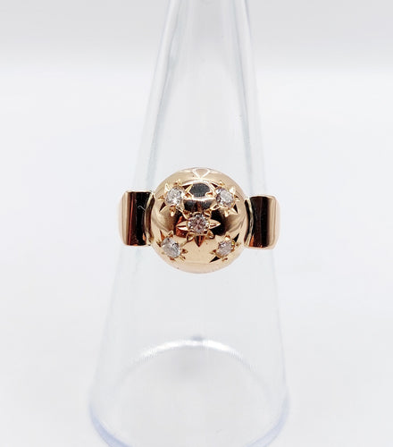 Bague 52.5 Bague bombée dôme or rose, diamant serti étoilé (circa 1950) 58 Facettes A05803