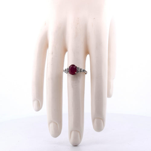 Bague 55 Bague Art déco en platine avec rubis et diamants 58 Facettes