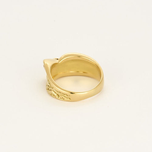 Anel em ouro amarelo com motivo de laço estilizado 