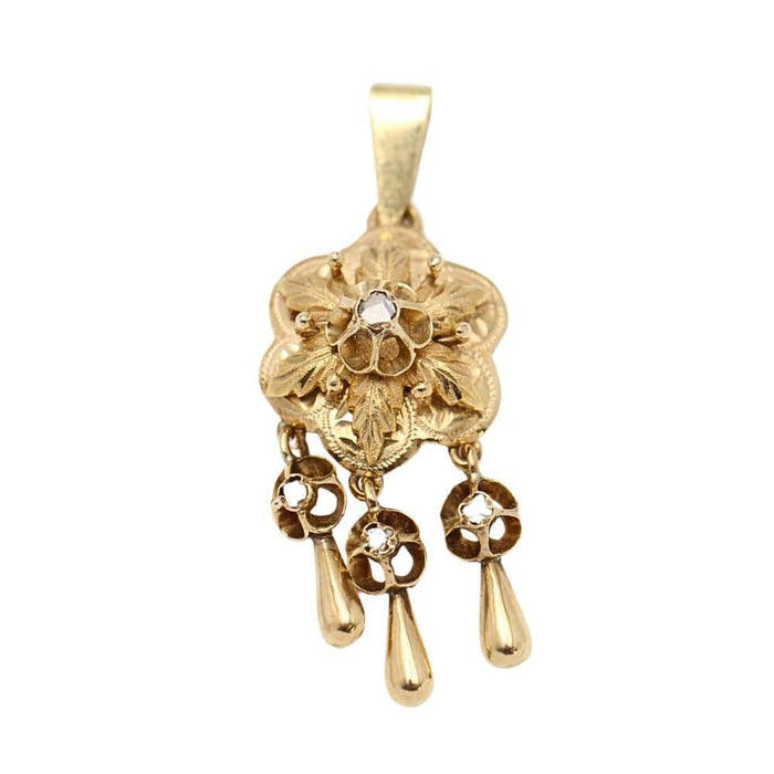 Pendentif Pendentif en or de style vintage avec diamants 58 Facettes E363472