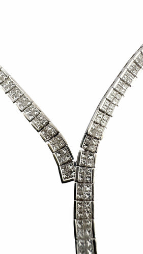 Boucles d'oreilles Collier rivière de diamants et boucles d’oreilles or blanc 18 carats 58 Facettes