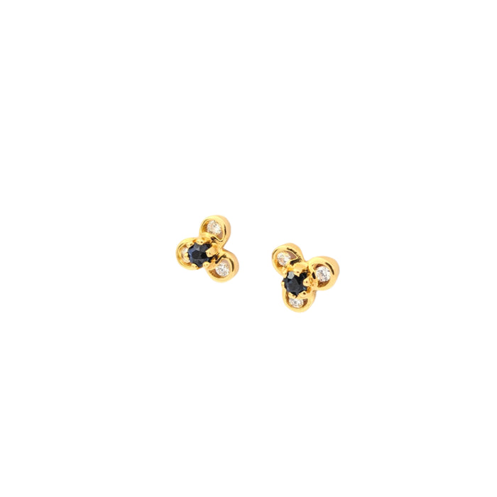 Pendientes de oro amarillo, diamantes y zafiros.