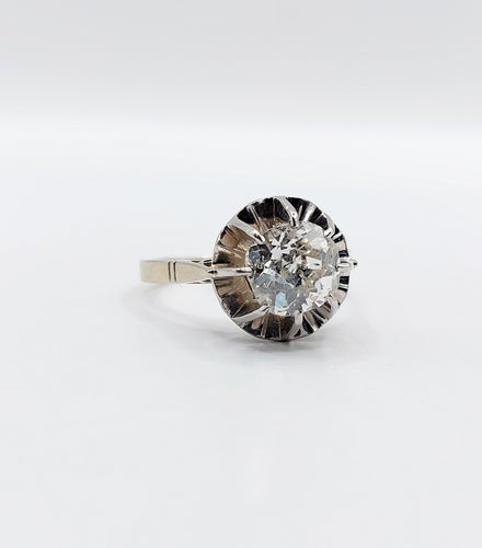 Bague 54 Bague solitaire art déco en or blanc 18k et platine, diamant 1,70 ct 58 Facettes A06509