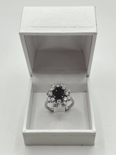 Bague 55 Bague marguerite or blanc, saphir, diamants 58 Facettes 00032901