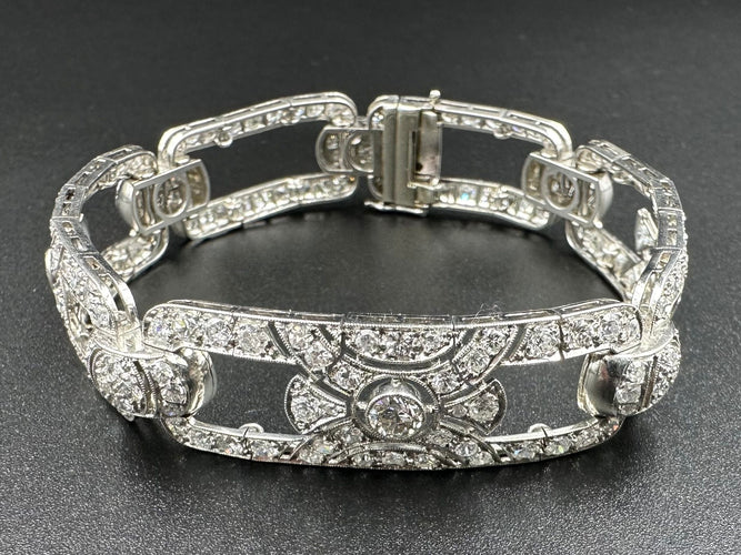 Bracelet Bracelet Art-Déco platine et diamants (9.4ct) 58 Facettes