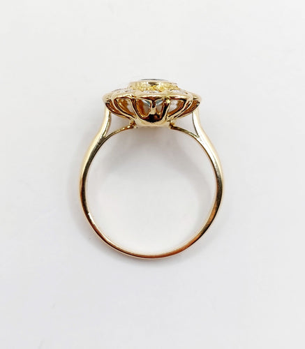 Vintage ring Daisy in 18k gold and blue spinel, diamonds 