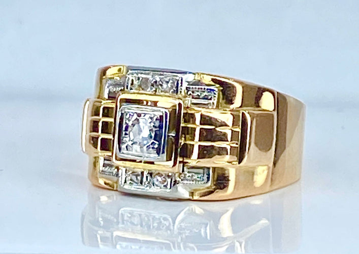 Bague 52 Bague Tank en or jaune et diamants 58 Facettes AB652