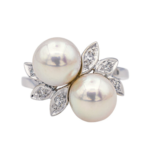 Bague 48 Bague Or blanc Perle de culture, Diamant 58 Facettes 3746805CN