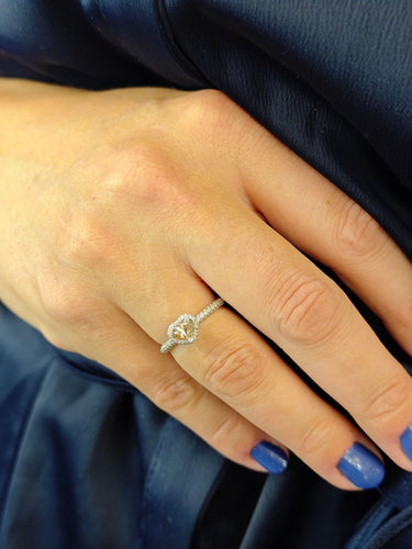 Bague 55 Bague en or avec diamant champagne et diamants blancs 58 Facettes AO-0001