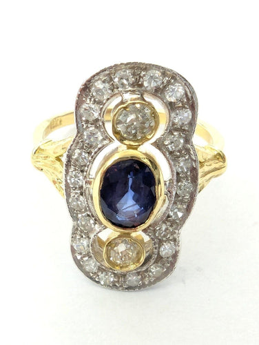 Bague Anello in oro giallo e bianco con zaffiro e diamanti 58 Facettes