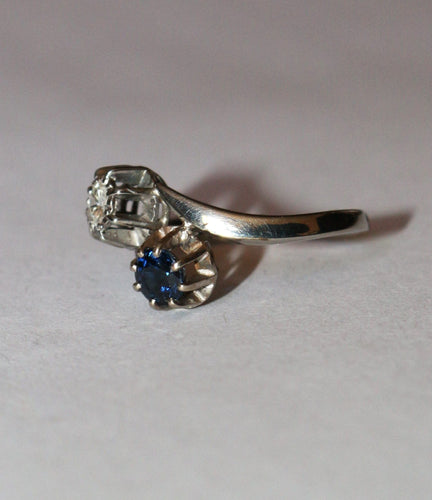 Bague Bague Duo Toi Et Moi Or Gris Saphir Diamant 58 Facettes 583