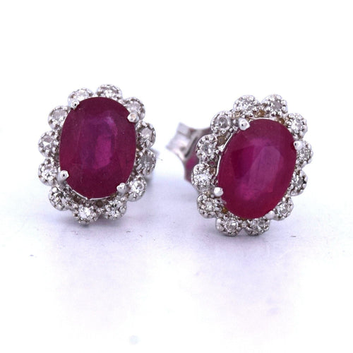 Boucles d'oreilles Boucles d'oreilles en or avec diamants et rubis 58 Facettes