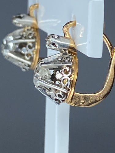 Boucles d'oreilles Boucles d’oreilles en or 18ct dites dormeuses en diamants vers 1900 58 Facettes