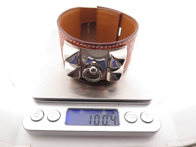 bracelet HERMES medor collier de chien cuir crocodile 16 a 19 cm 58 Facettes 266669