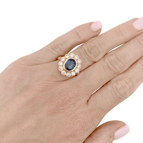 Bague 55 Bague Pompadour or jaune et blanc, saphir, diamants. 58 Facettes 34353