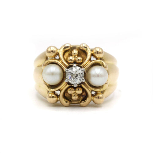 Bague 57 Bague - Or, Diamant & Perles 58 Facettes 250052R