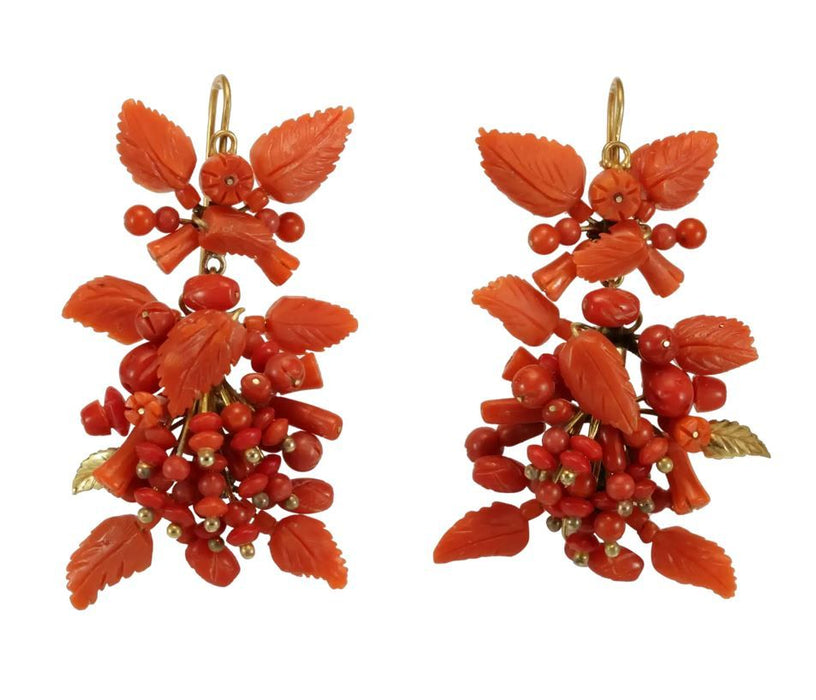 Pendientes de oro coral antiguo