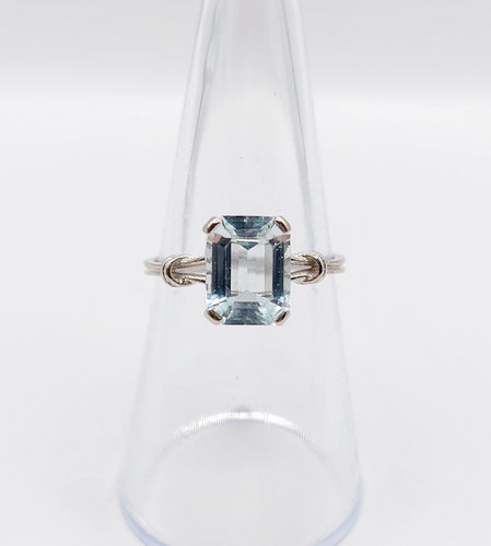 Bague 53 Bague cocktail art déco or blanc aigue marine 58 Facettes A05346