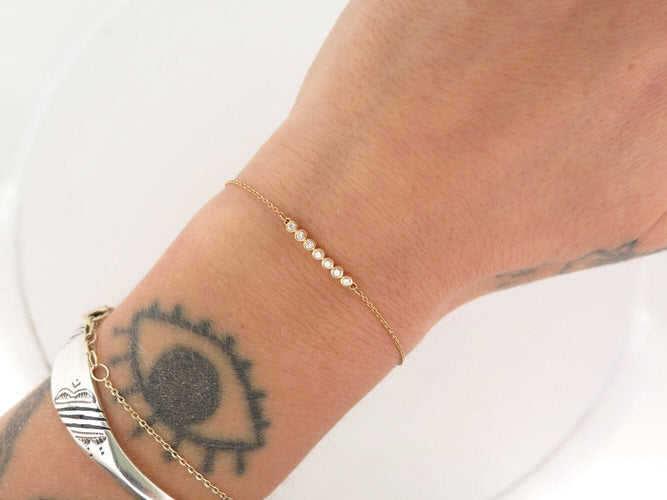 Bracelet bracelet VANESSA TUGENDHAFT 7 diamants 0.1ct prince3 17cm or rose 18k 58 Facettes 272155