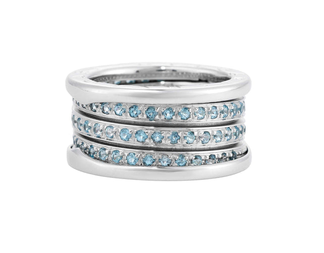 Bague 58 BULGARI - Bague B.Zero1 or blanc et topazes 58 Facettes