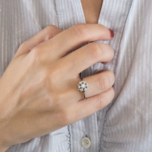 Bague 59 Bague marguerite diamants or blanc 58 Facettes LMB-155