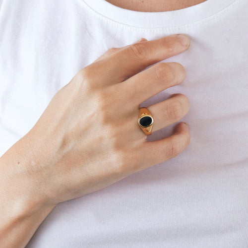 Bague Bague chevalière onyx 58 Facettes LP314