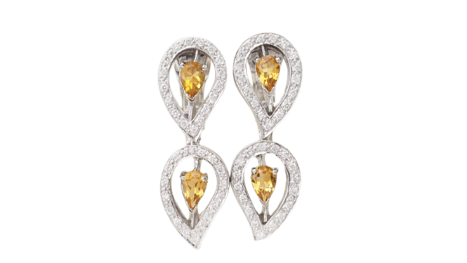 Boucles d'oreilles Pendants d'oreilles en or blanc, citrines et diamants 58 Facettes 32804