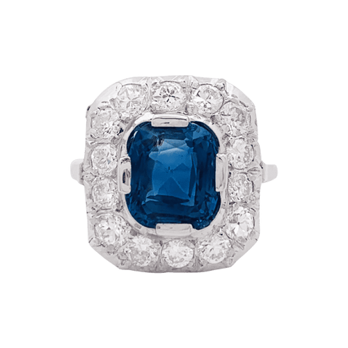 Bague 51 Bague "Pompadour" platine, or blanc, saphir, diamants. 58 Facettes 33935