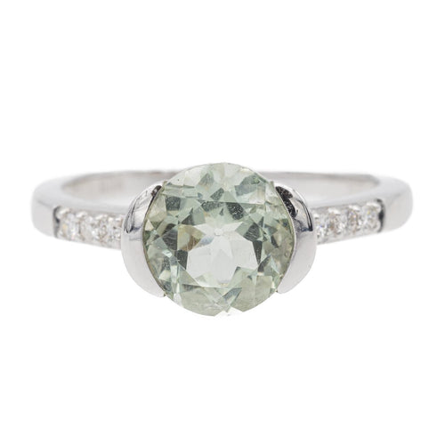 Bague 53.5 Bague Or blanc Prasiolite, Diamant 58 Facettes 2622576CN