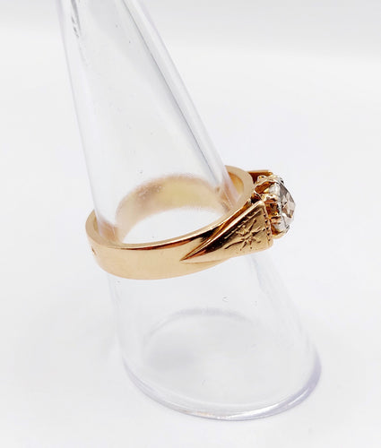 Bague 55 Bague chevalière antique or rose diamant taille rose (circa 1900) 58 Facettes A06285