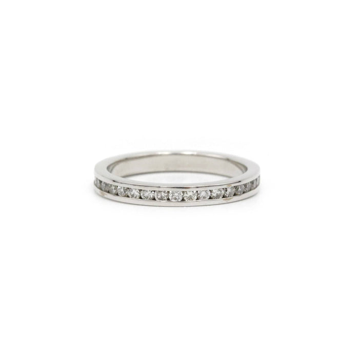 Bague 49 Alliance américaine or blanc diamants 58 Facettes 220418R