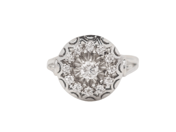 Bague 60 Bague vintage en or blanc, platine et diamants 58 Facettes 33098