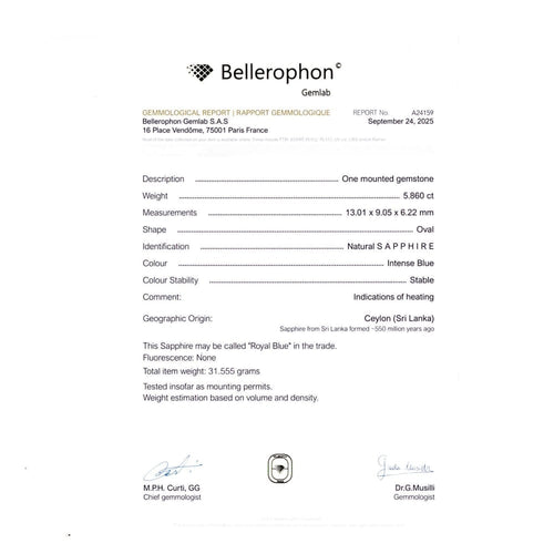 Bague 56 Bague saphir 5,86 cts, or jaune, platine, diamants. 58 Facettes 34920