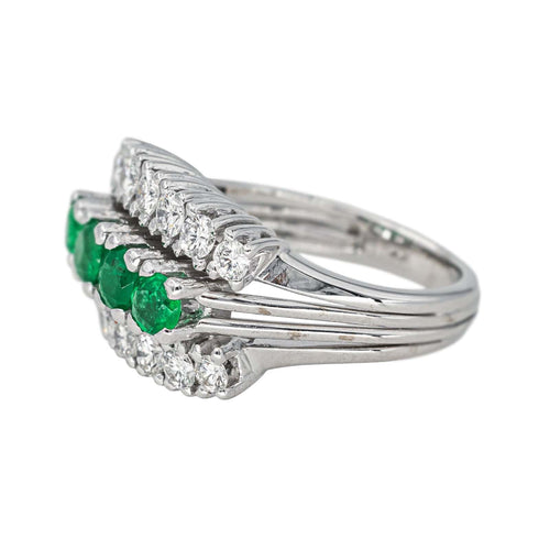 Bague 45 Bague Or blanc Emeraude, Diamant 58 Facettes 4377114RV