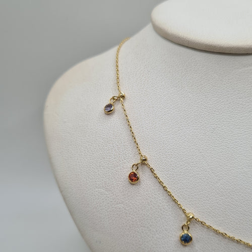 Collier Collier or jaune serti de saphirs multicolores et diamant 58 Facettes