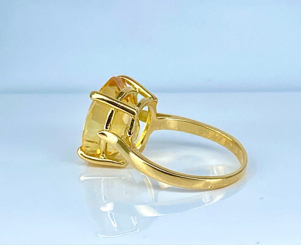 Bague 46.5 Bague en or jaune 18 carats et citrine 58 Facettes AB492