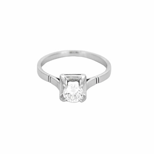 Bague 58,5 Solitaire en Platine et Diamant 58 Facettes QUI0760