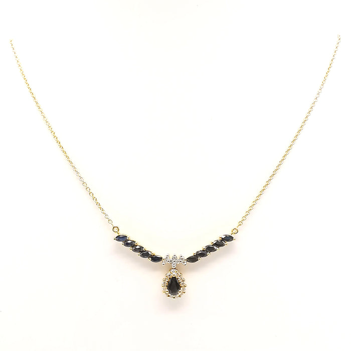 Yellow gold necklace with sapphires and diamonds