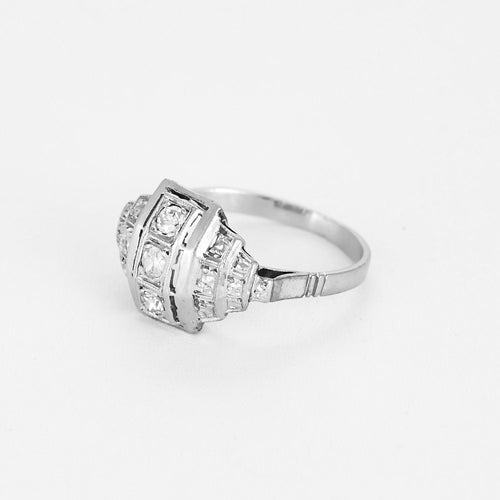 Bague 48 Bague Art Décor,  or blanc et platine, diamants 58 Facettes MTB1182