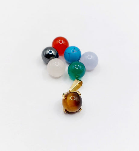 Pendentif Pendentif vintage or jaune 18k billes de pierres interchangeables (quartz et autres) 58 Facettes A06184