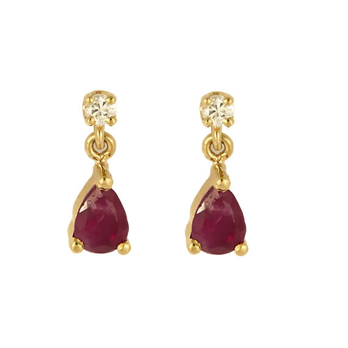 Boucles d'oreilles Boucles d'oreilles en or jaune, rubis et diamants 58 Facettes B250485