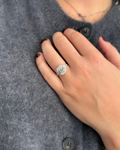 Bague 52 Art Déco inspired platinum diamond ring 58 Facettes